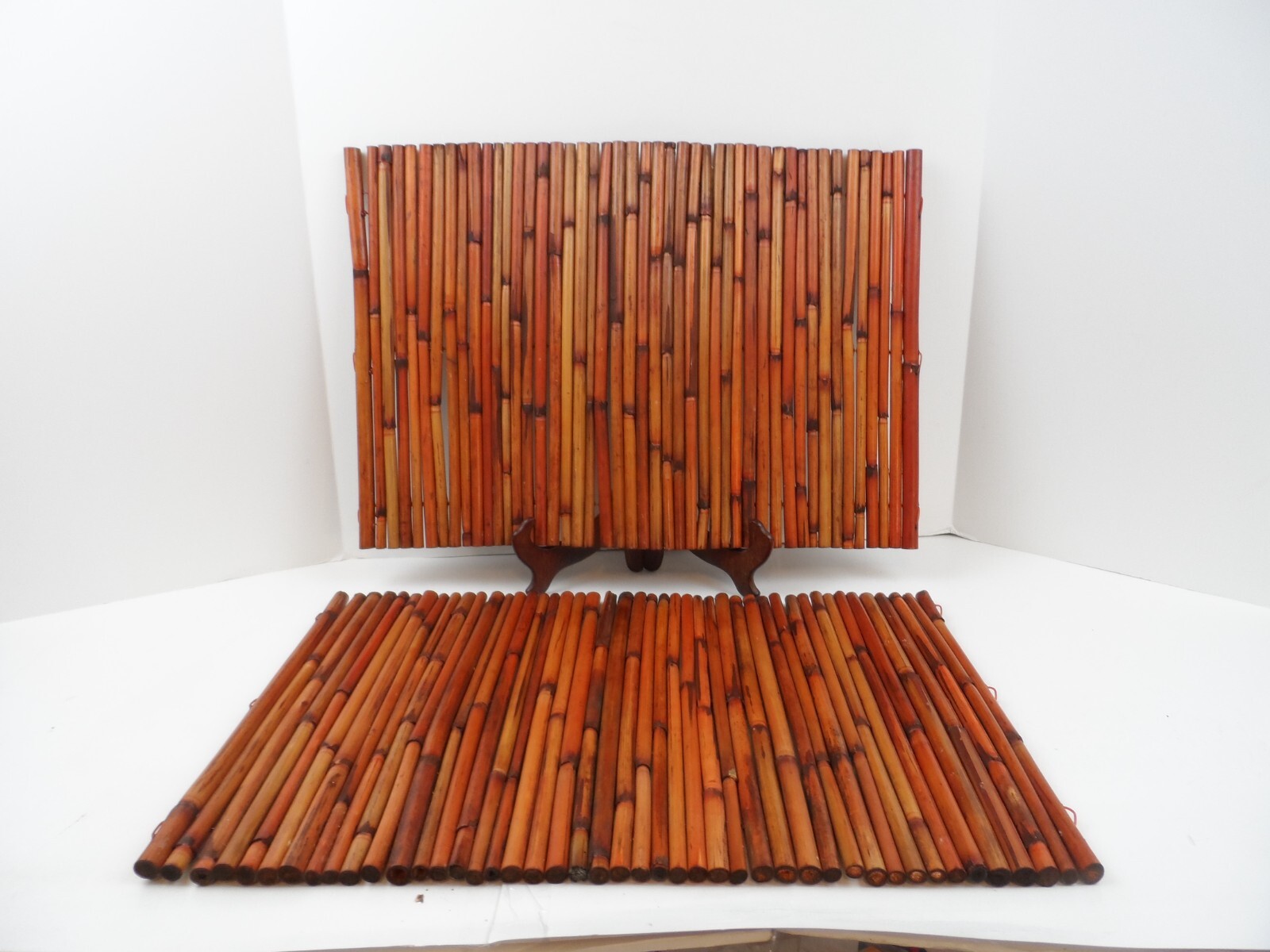 Pair Bamboo Table Mats Placemat Rattan Sturdy Thick Rich Brown 20 x 14 gallery
