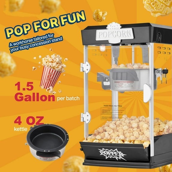 Popcorn Maker, 480W Popcorn Popper Machine, 4 Oz Kettle Makes 1.5 Gallon per Bat gallery
