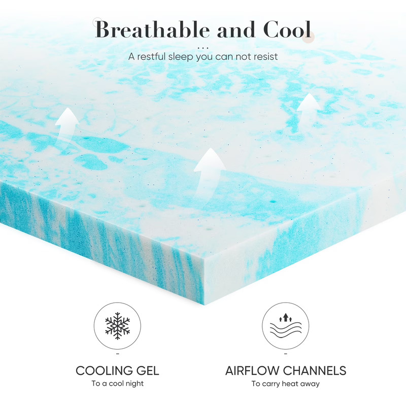CONCETTA 3" Full Size Cooling Gel Memory Foam Mattress Topper FREE SHIP gallery