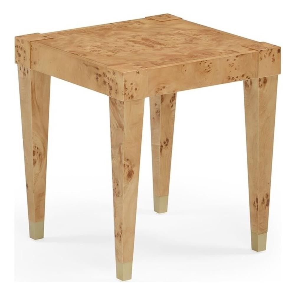 Pemberly Row Contemporary Honey Burl Wooden End Table - 26"W x 17"D x 22.3"H gallery
