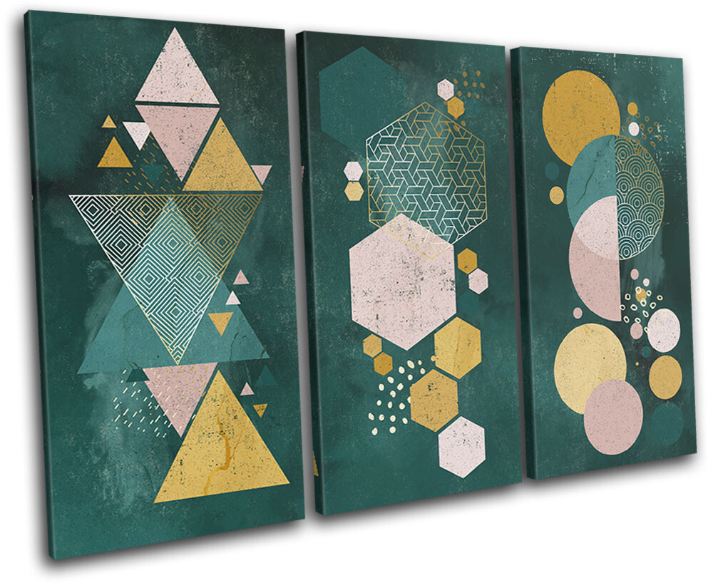 Geometric Luxury Jade Marble Abstract TREBLE CANVAS WALL ART Picture Print gallery