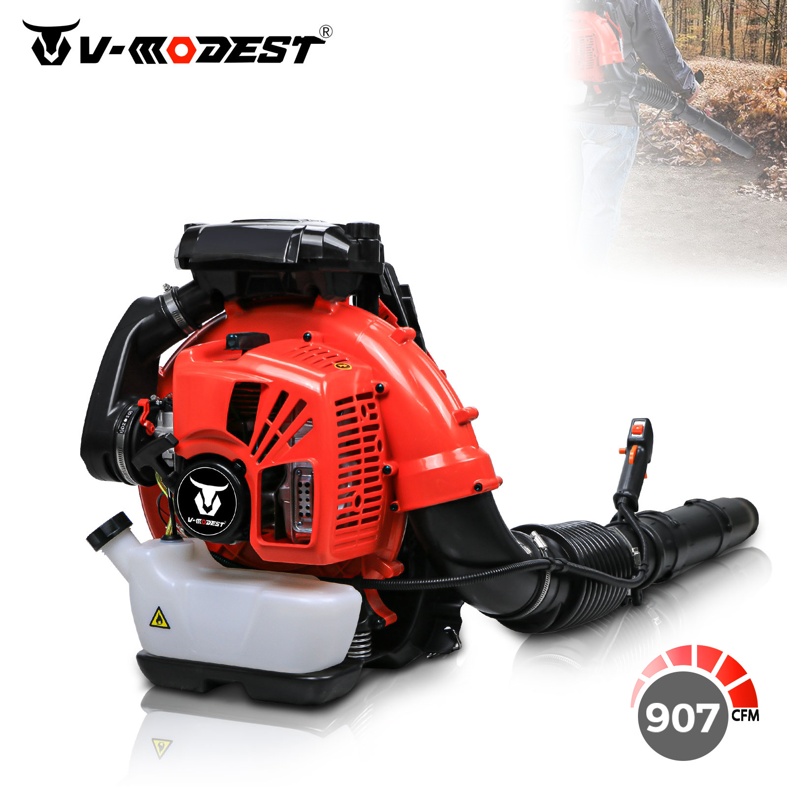 Backpack Leaf Blower Gas Powered Snow Blowers Lawn 75.6CC 2-Stroke 907CFM 246MPH gallery