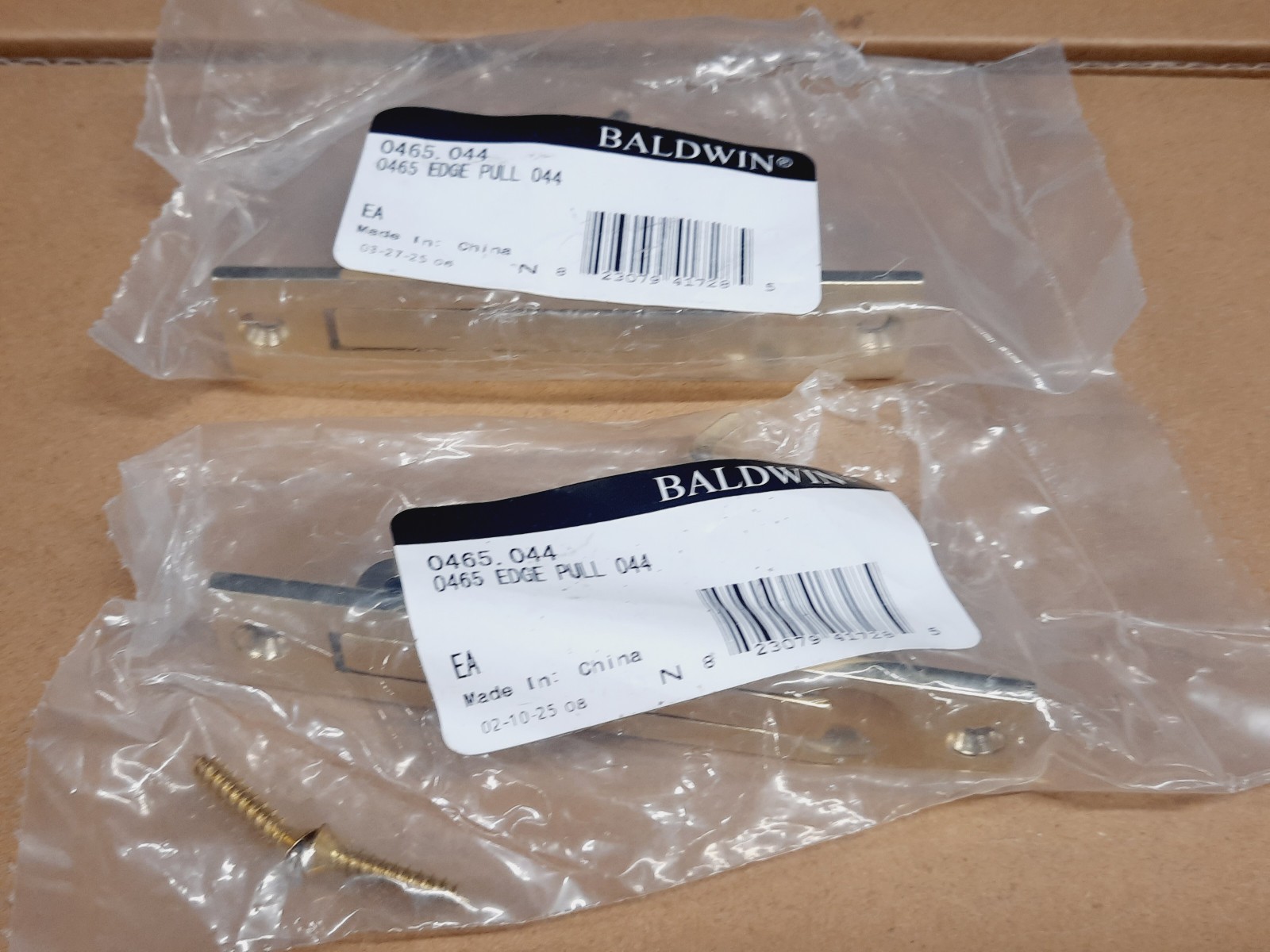 (2) Baldwin 0465.044 3/4 Inch x 3-7/8 Inch Solid Brass Edge Pull gallery