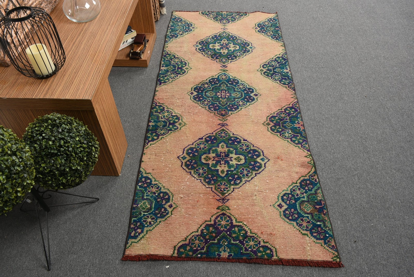 2,9x6,7 ft Accent Turkish Rug, Blue Plants & trees Vintage Rug gallery