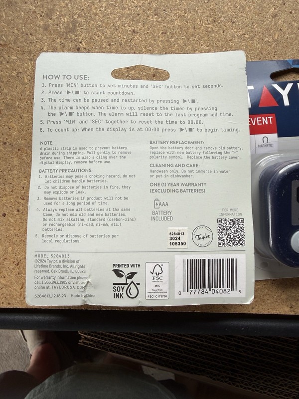 2-Taylor Multi Purpose Timer With Min and Sec - AAA Battery Included - New gallery