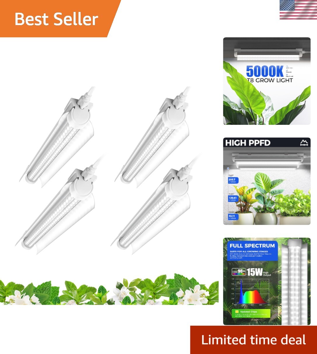 5000K V-Shape Indoor Grow Light Strips - 192 LED, Linkable Plant Lighting gallery