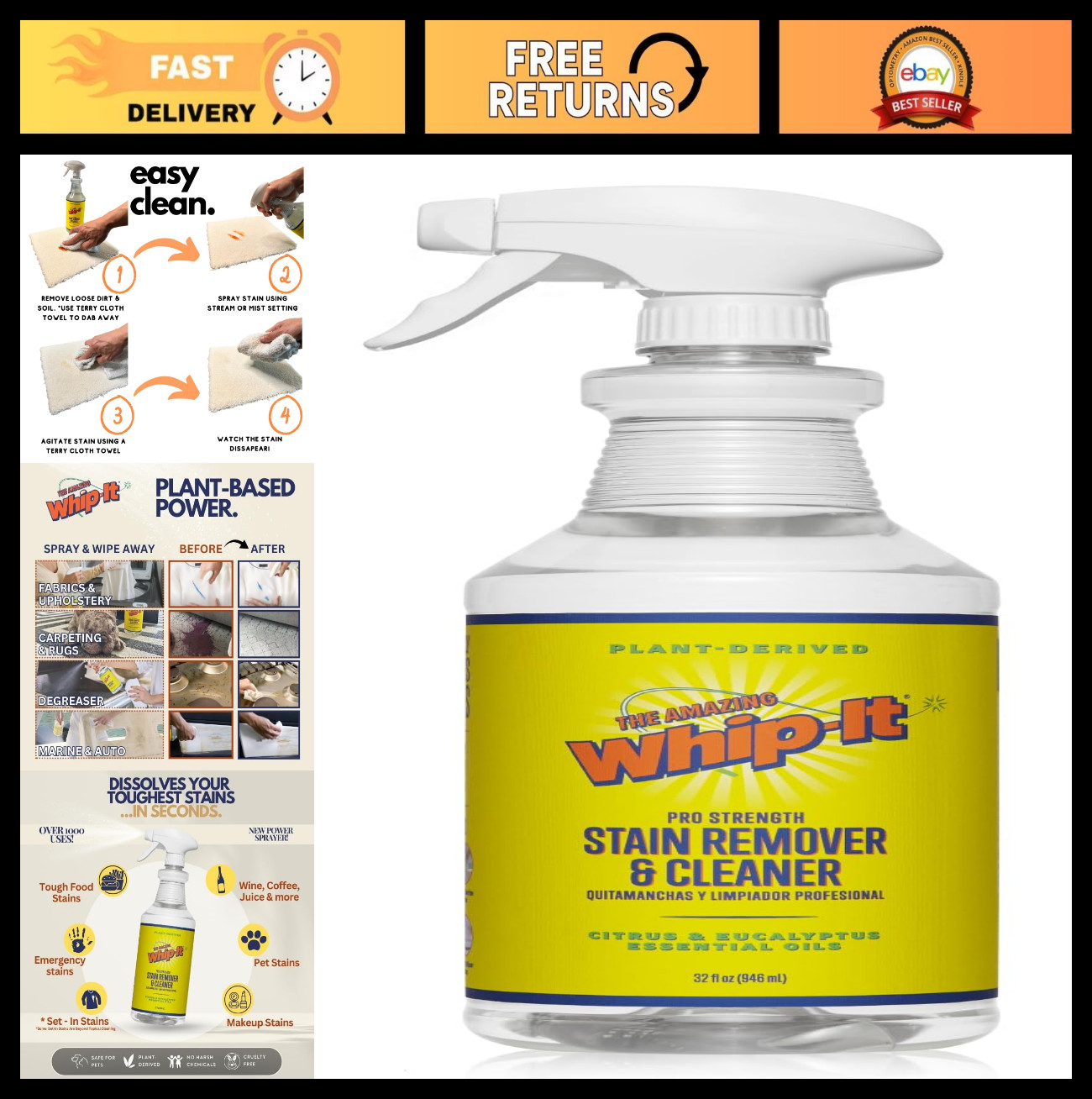 Multi-Purpose Stain Remover Spray - Plant-Based Enzyme Cleaner, 32 OZ, 500+ Uses gallery