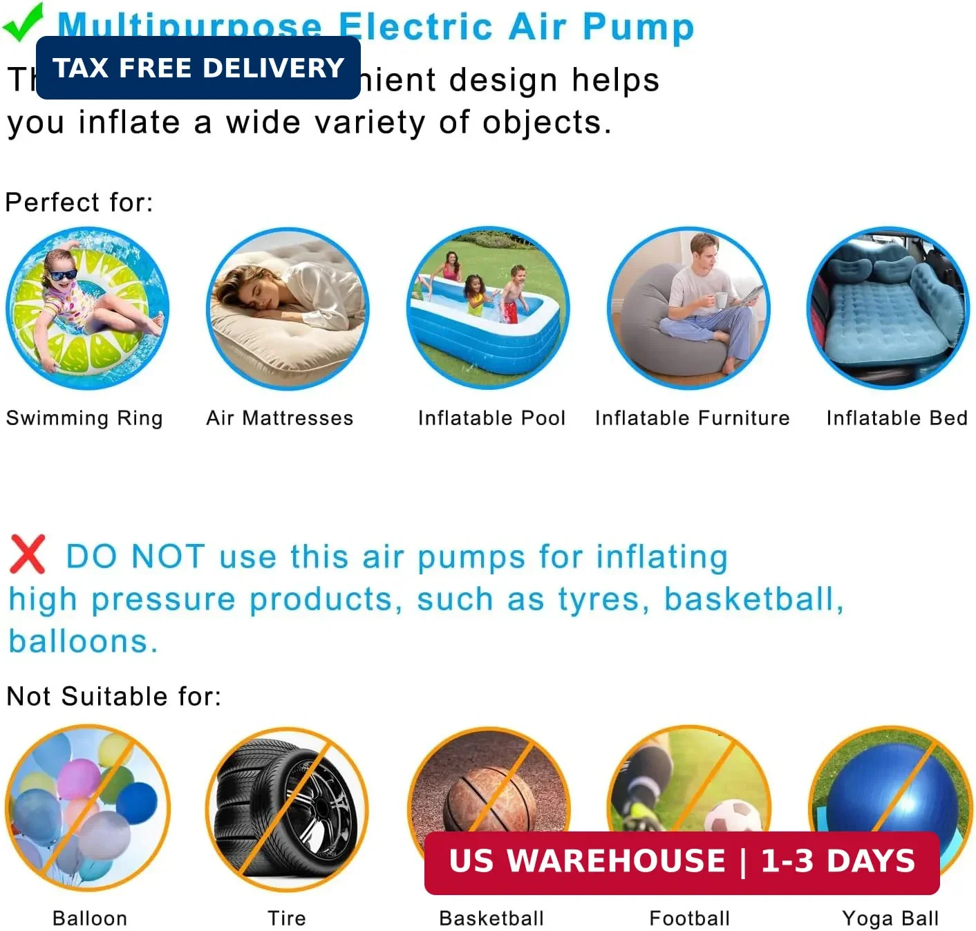 Newpol Inflatable Bed Pump, Electric Air Pump(100 Gallon/Min) for Air Mattress B gallery