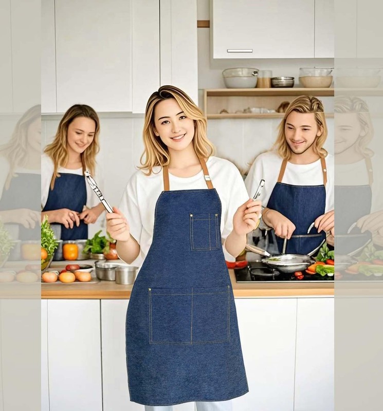 Adjustable Bib Apron with 2 Pockets for Chef Cooking Kitchen Restaurant gallery