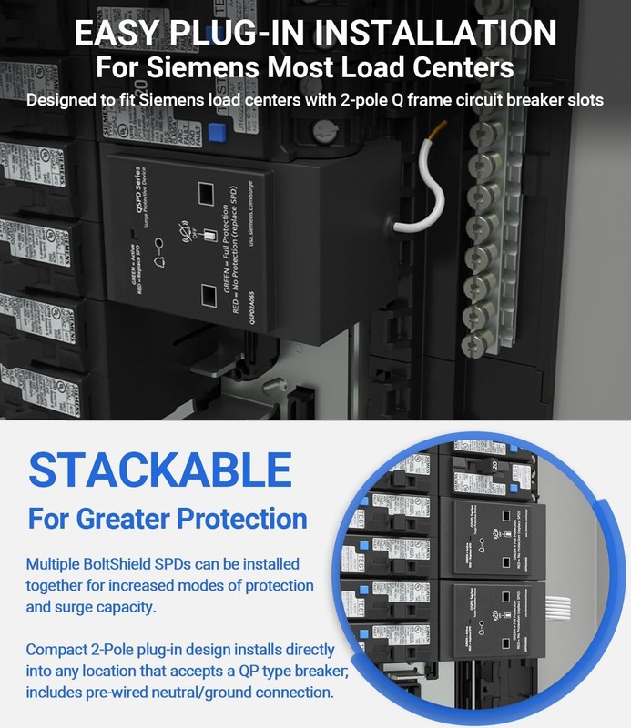 Replacement for Siemens QSPD2A065P Plug-in Surge Protection Device 2-Pole 65kA gallery