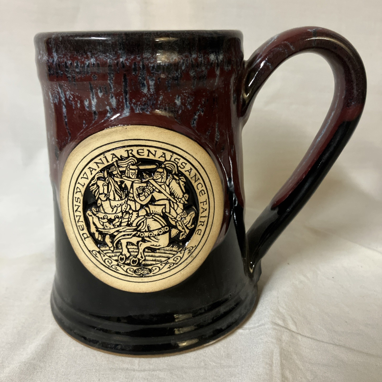 Pennsylvania Renaissance Faire Mug Gray Fox Pottery Drip Glaze Free Shipping gallery