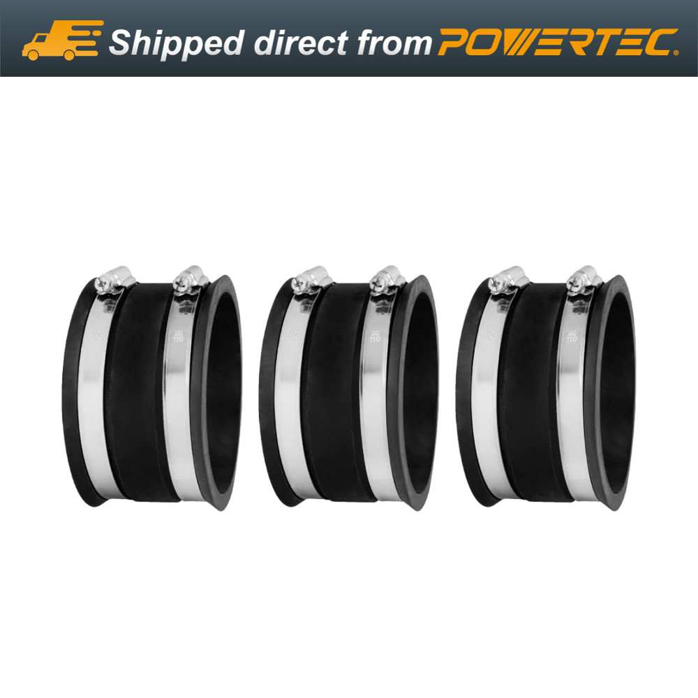 POWERTEC 70149-P3 Dust Control Flex Cuff with Steel Clamps, 4-Inch, 3 PK