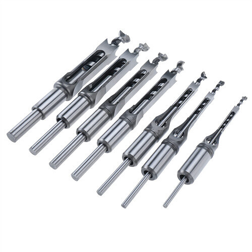 7PC Woodworking Square Hole Drill Bit Mortising Saw Mortise Chisel Drill Bit Set gallery
