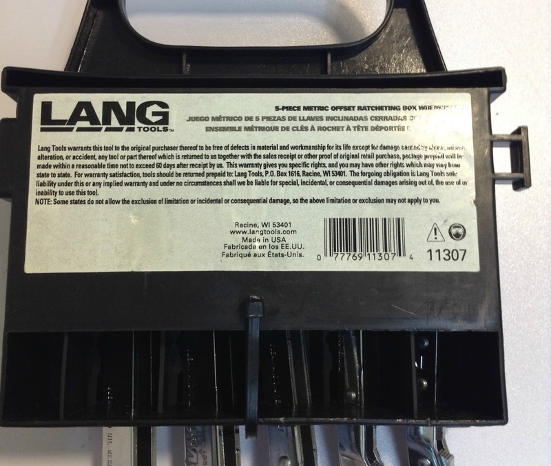 Lang Tools 5PC Metric Offset Ratchet Ratcheting Box Wrench Set - Made in USA gallery