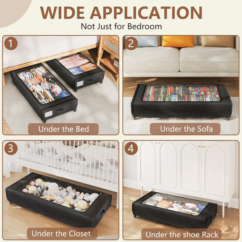 XXXXL Extra Long under Bed Storage with Wheels,Biggest Size Available(66L) under gallery