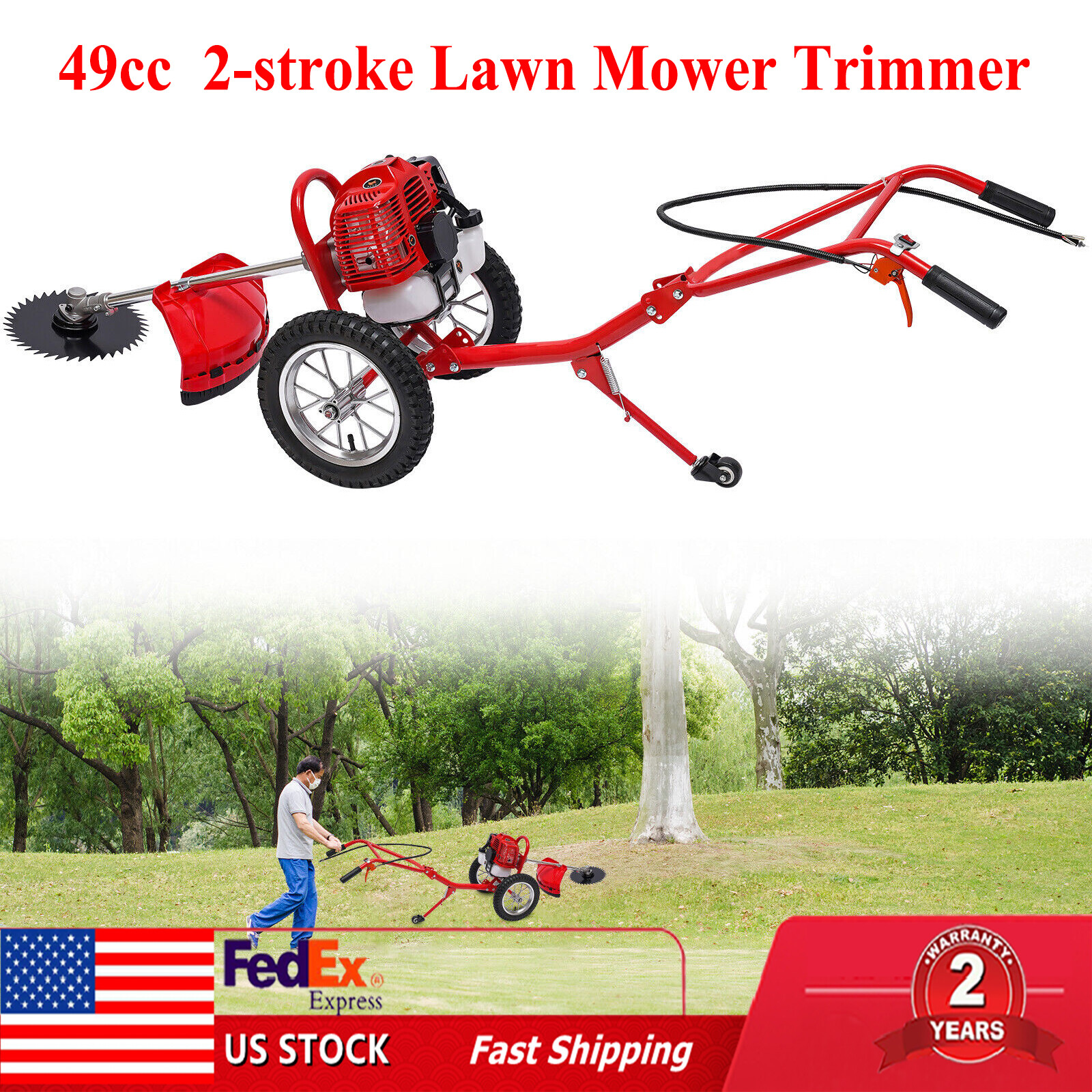 Hand Push Grass Cutter Garden Tool Lawn Mower Trimmer 49cc Gasoline Brush Cutter gallery