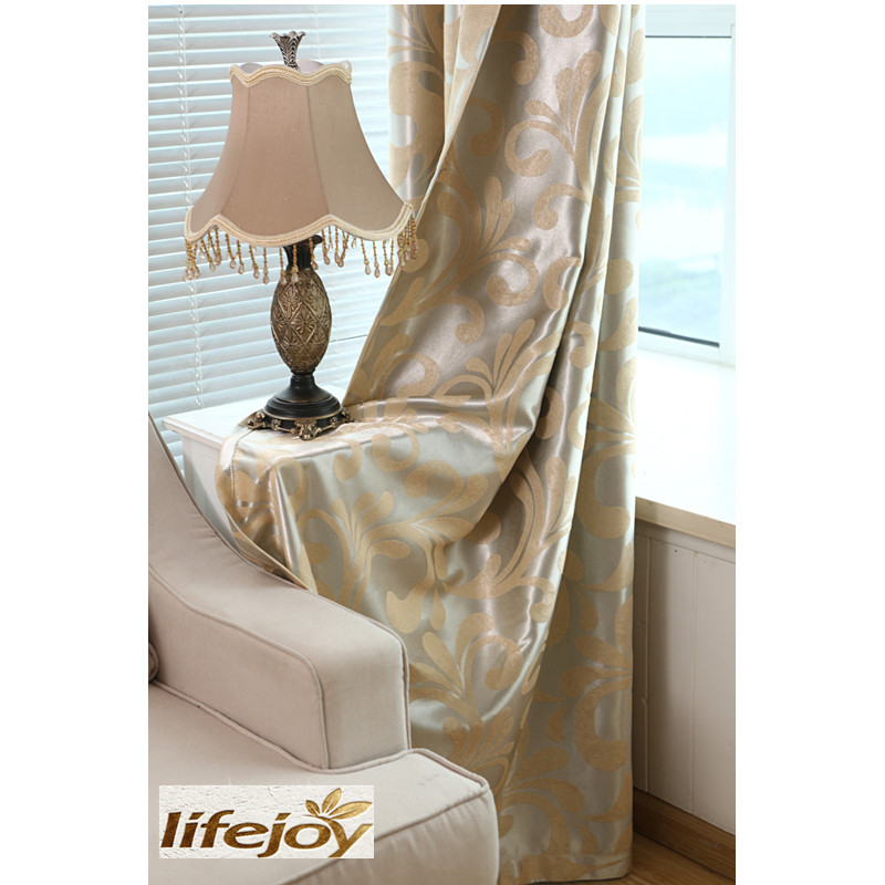 Blockout Eyelet Curtain Scroll Blackout Kids Room 180cm x 230cm Gold Latte Beige gallery