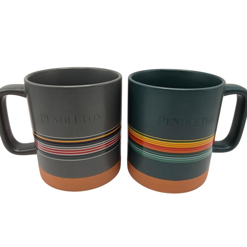 Pendleton Striped Stoneware Coffee Mugs Set Of 4 18 Oz Multicolor Terracotta gallery