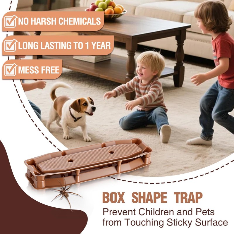 Spider Traps Indoor, 6 Pack, Extra Sticky Brown Recluse Traps, Spiders Killer fo gallery