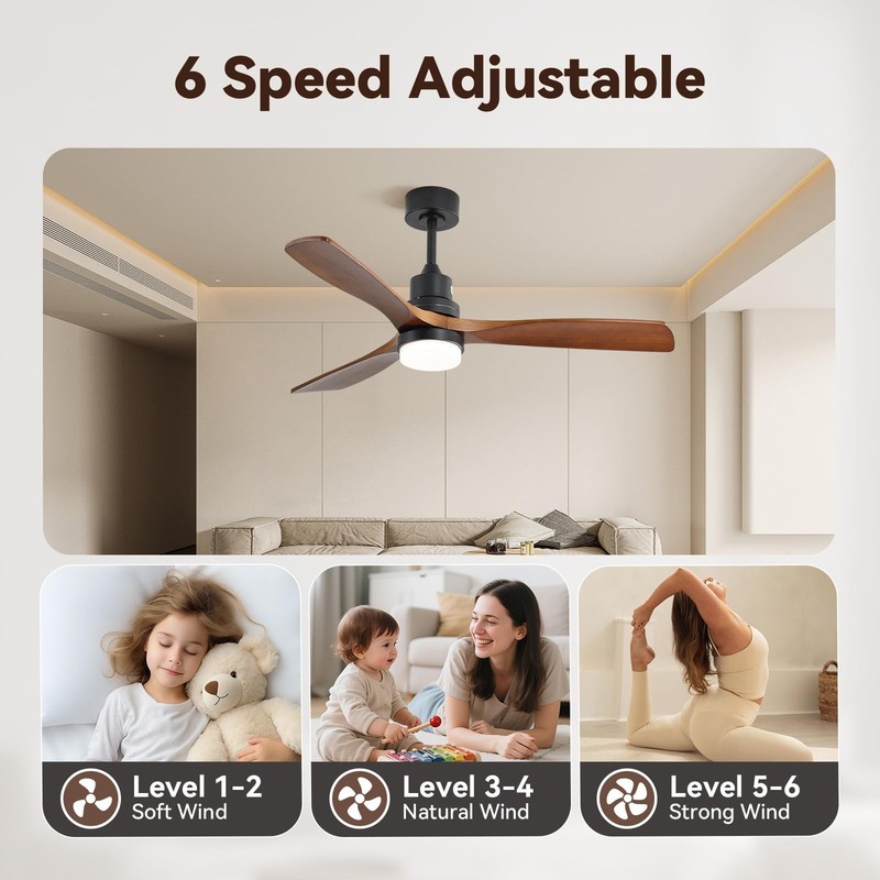 Sofucor 52 Inch Ceiling Fans with Lights & Remote, Low Profile Ceiling Fan Light gallery