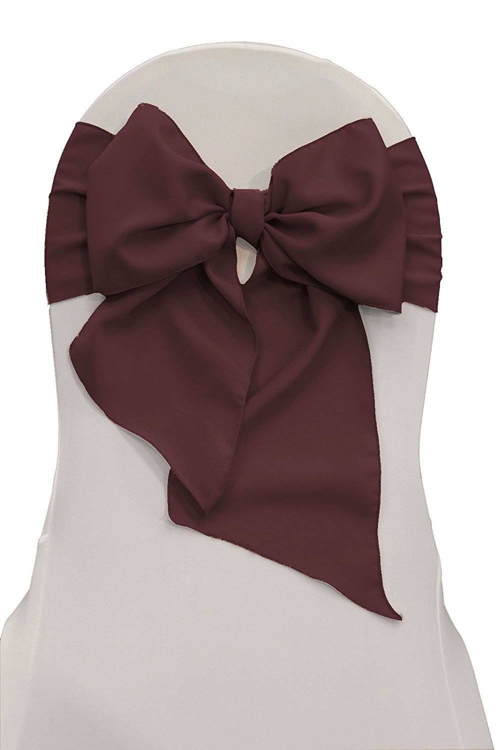 LA Linen Polyester Poplin Chair Bow Sashes, 7 by 108-Inch, BROWN, 8-Pack gallery