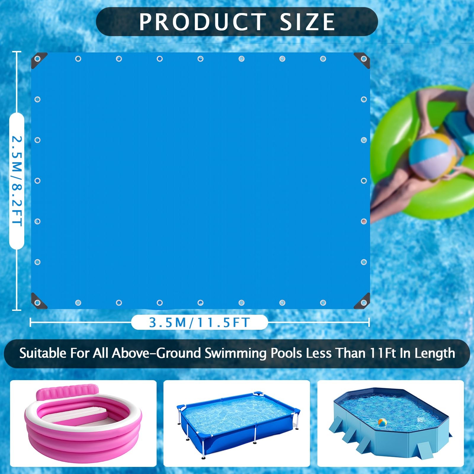 11.5 Ft x 8.2 Swimming Pool Ground Cloth 11 x 8 Ft-Rectangular gallery