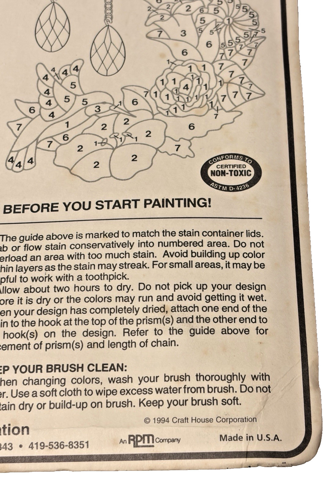 Craft House Crystalin Sun Catcher Hummingbirds Flowers Hang Paint Kit '94 Vint. gallery