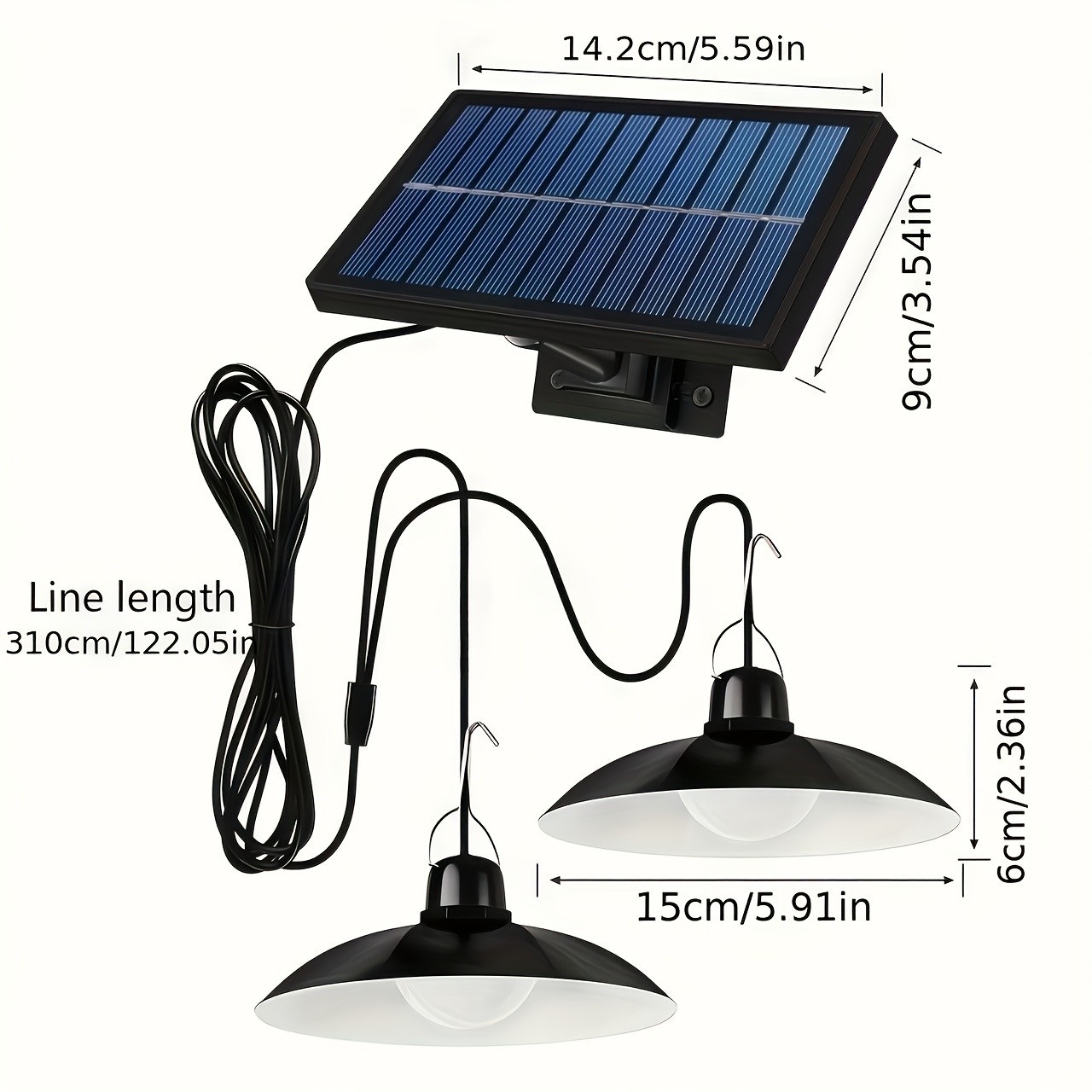 Solar split-type ceiling lamp with IP44 and 1800mAh battery gallery