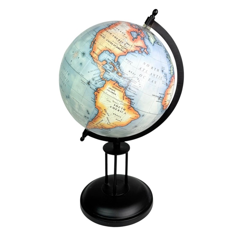 Globe Rotating Desktop World Atlas Ocean Geography Learning Black Metal 9x15.5" gallery
