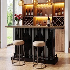 63 Inch Rectangular Bar Table Modern Counter Height Pub Table with Storage Shelf