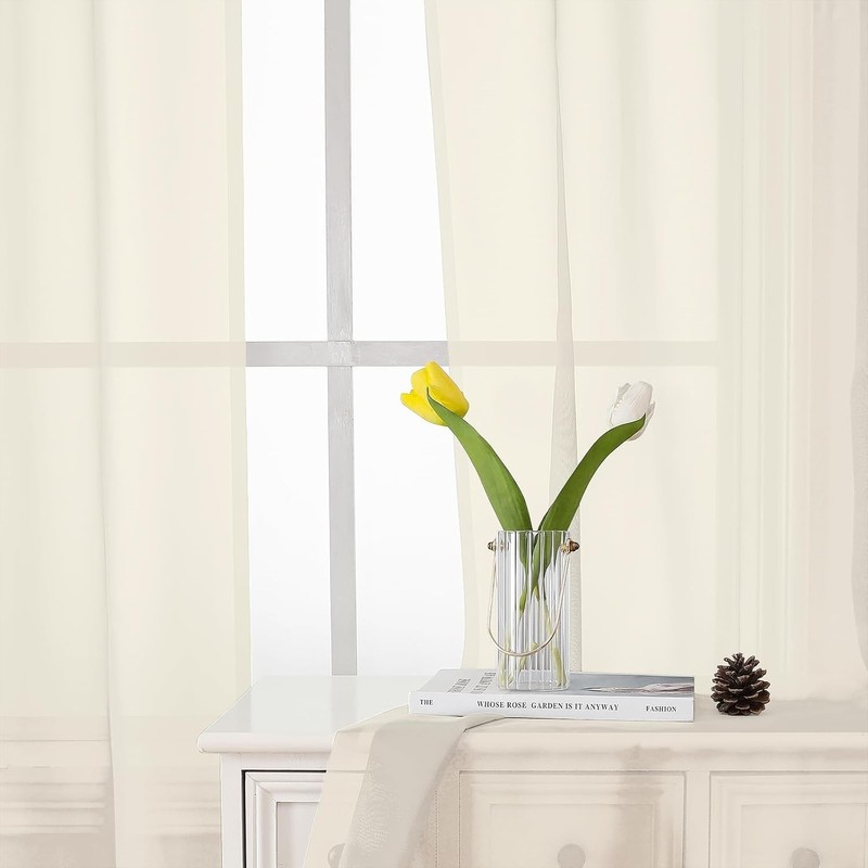 2 Pack: Basic Solid Sheer Curtain 84 Inches Long, 42"W x 84"L 2 Pack Ivory B21 gallery
