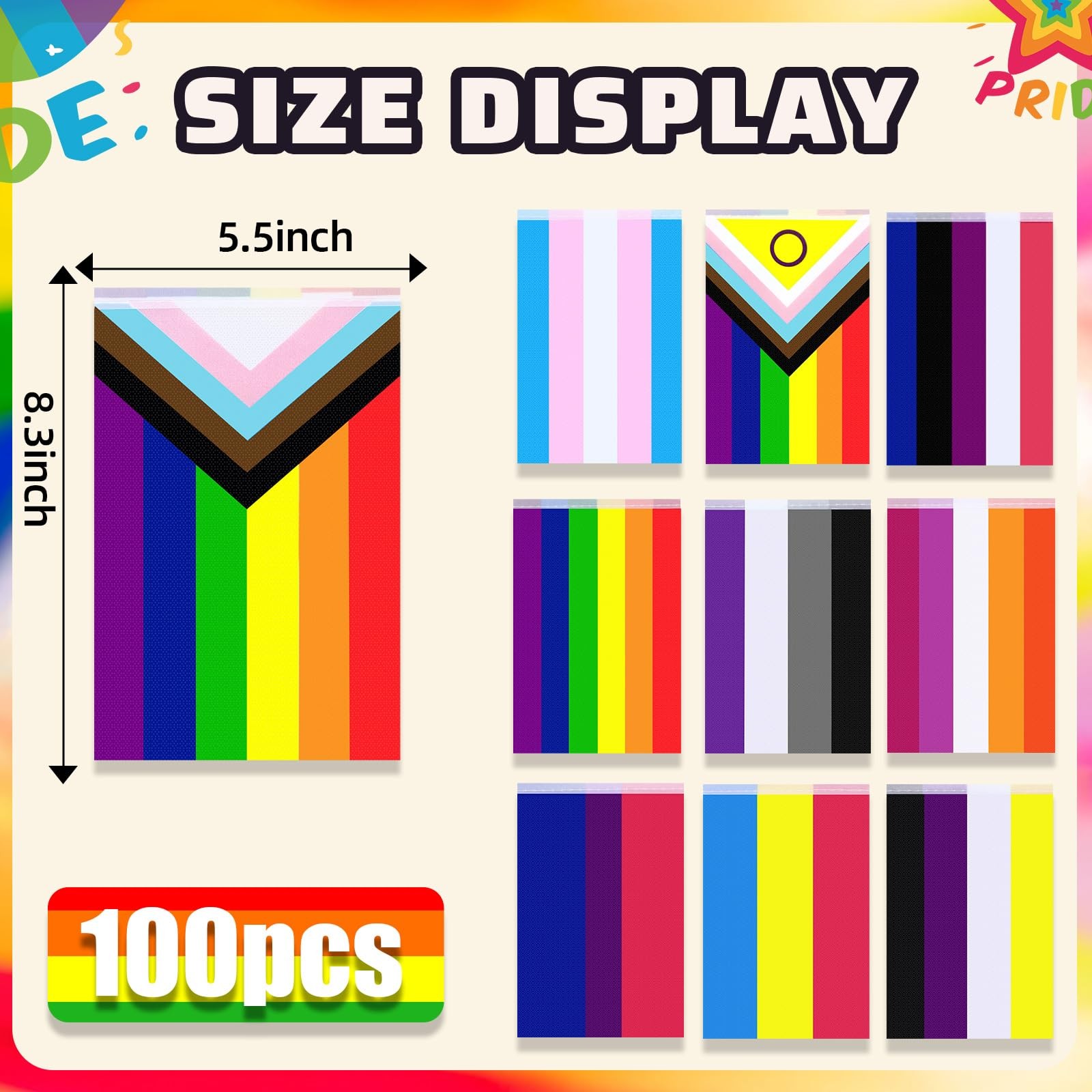 MARFOREVER 100 Pcs 105 Feet Pride Flags Banners, 2 meters, Rainbow-multicolor gallery