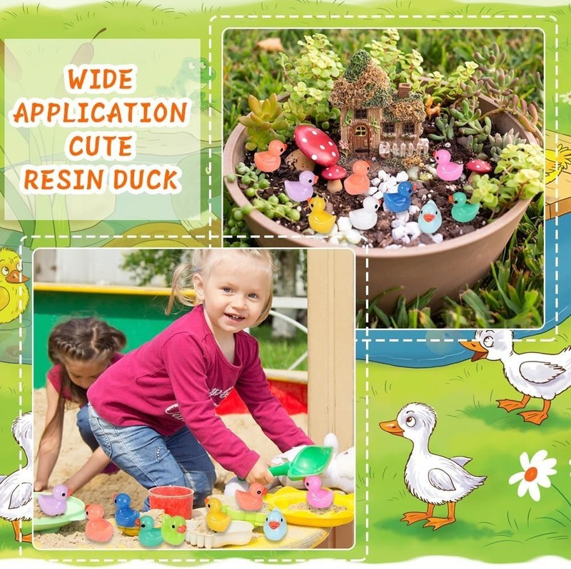 200Pcs Tiny Ducks 10 Colors Little Duck Figures Mini Resin Ducks Plastic Small gallery