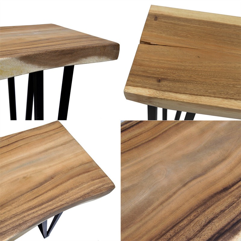 Rustic Natural Wood Rectangle Console Table with Metal Legs Sturdy Hand Made gallery