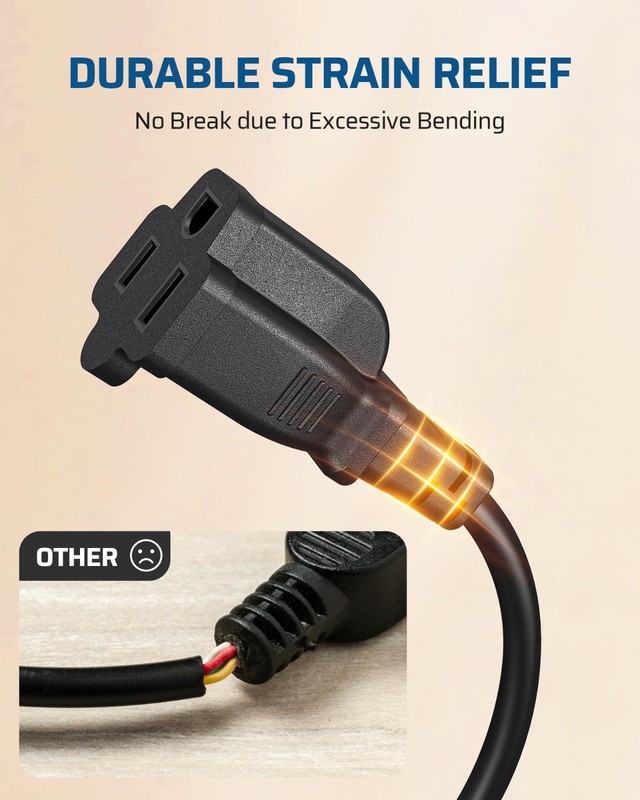 DEWENWILS 360° Rotating Flat Plug Extension Cord 3FT, ETL Certified, 2 Pack gallery