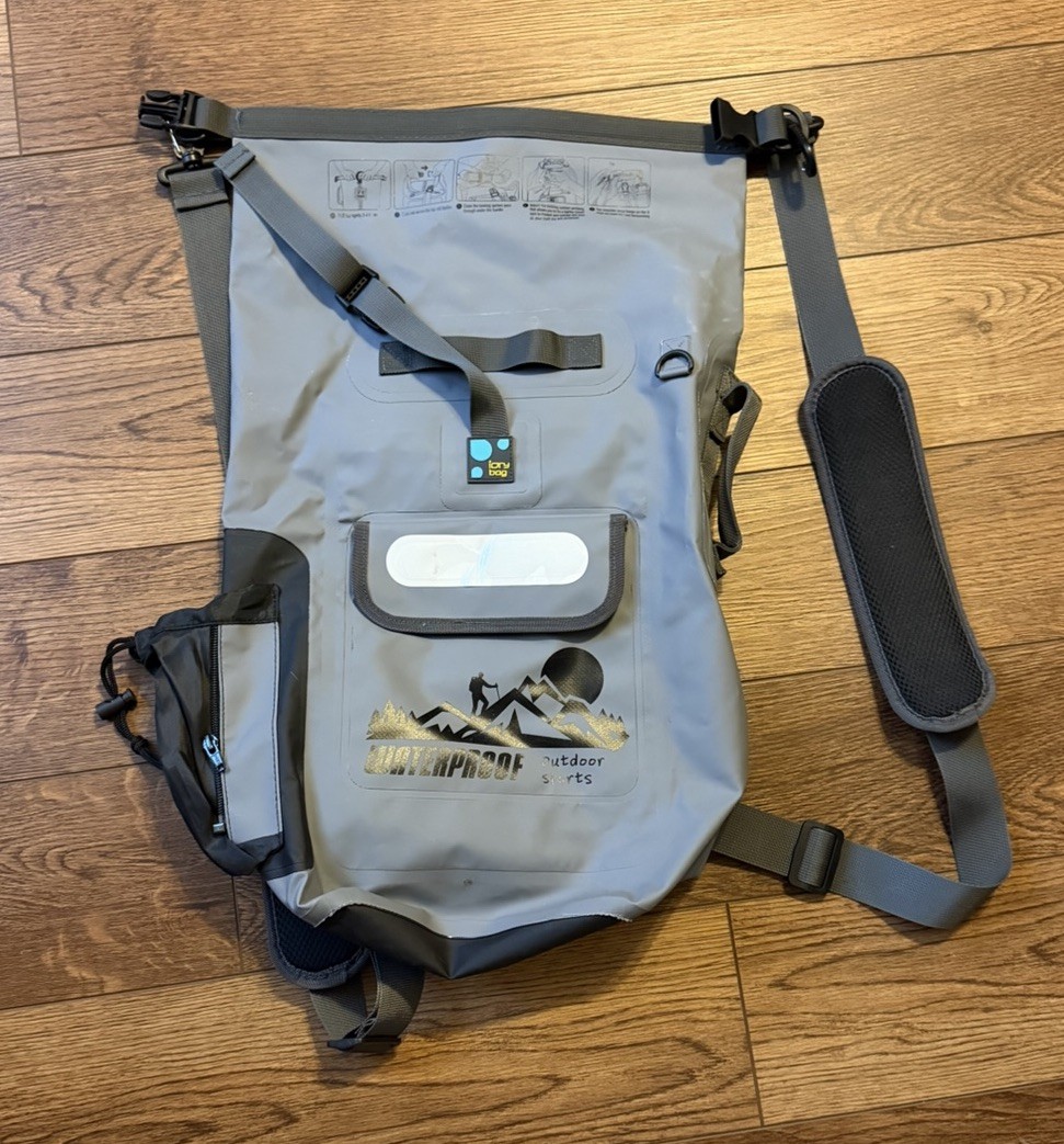 iory bag Waterproof Hiking Backpack Nylon Roll-Top Gray Reflective Patch 3