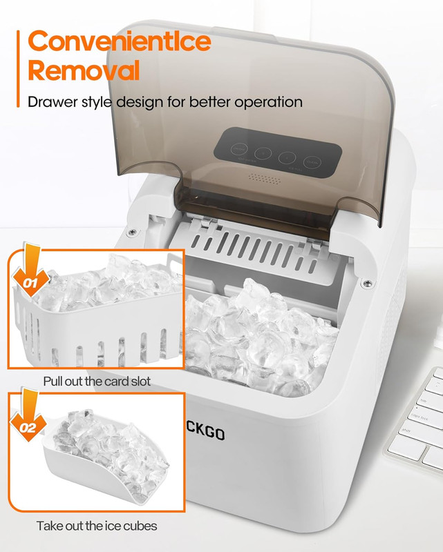 Smart Ice Maker Countertop, 33 Lbs per Day 9 Cubes in 6 Mins, Self-Cleaning Comp gallery