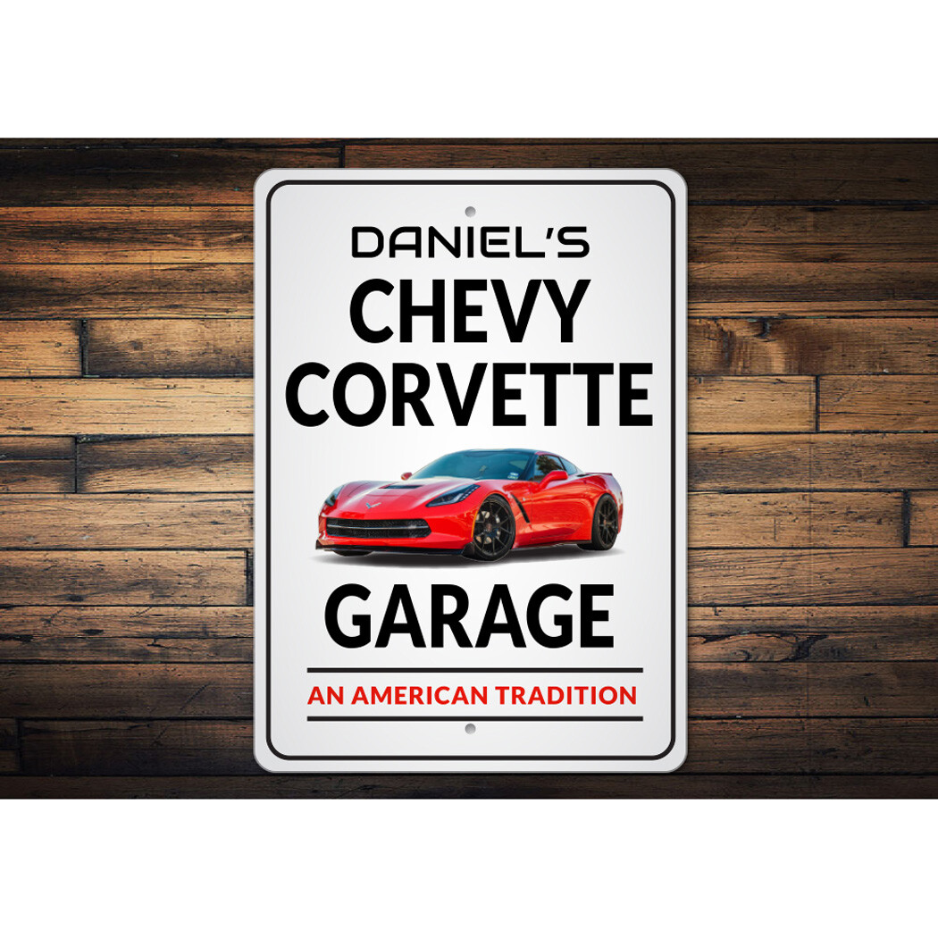 Personalized Chevy Corvette Garage Sign gallery