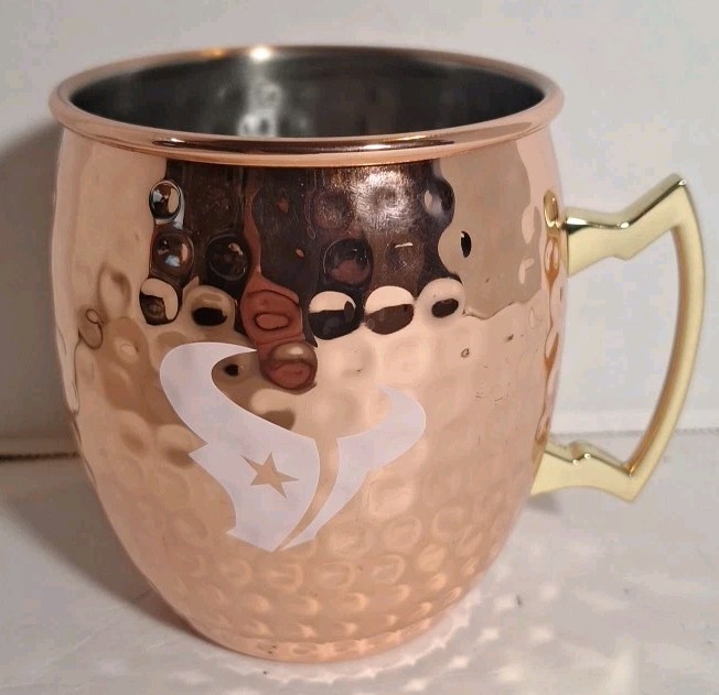 Copper Hammered Moscow Mule Mug NFL Houston Texans Pink Logo gallery