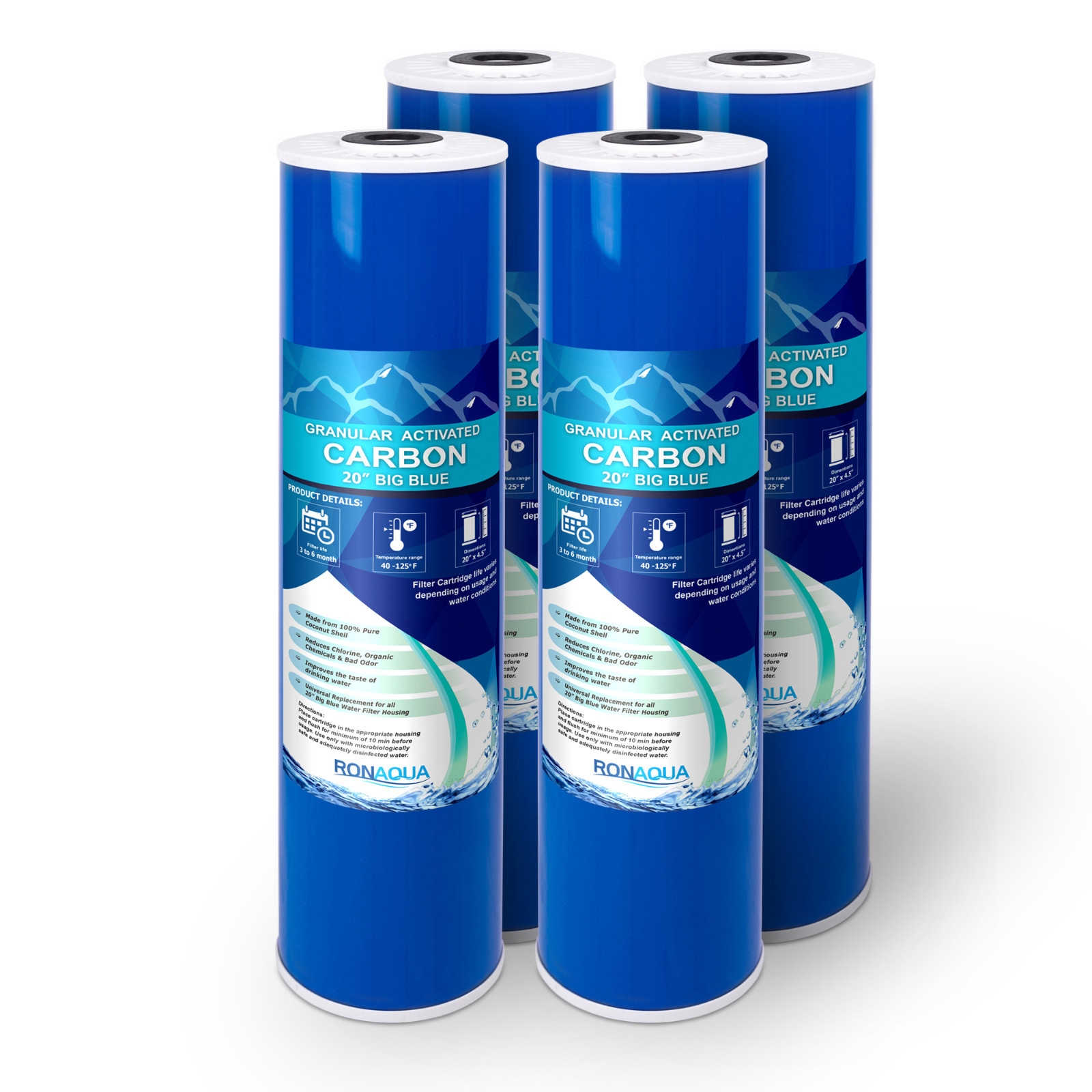 20" Big Blue (GAC) Replacement Water Filters (4 Pcs) 4.5” x 20” Cartridges gallery