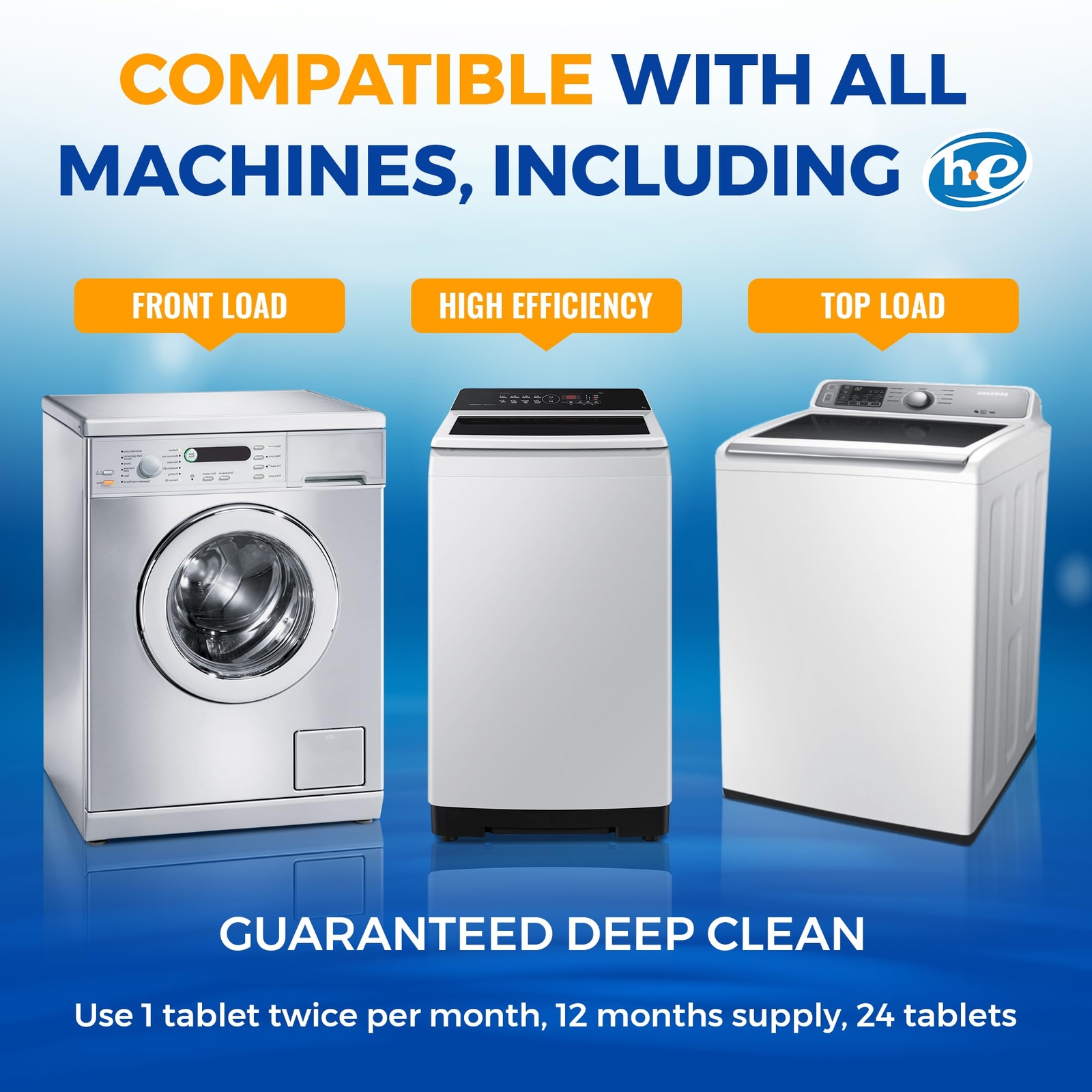Bastion Washing Machine Cleaner, Deodorizer, & Descaler - 24 pack gallery