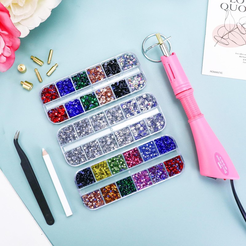 Hotfix Rhinestone Applicator Tool Kit 5600PCS 7 Tips 3 Sizes for Clothes Crafts gallery