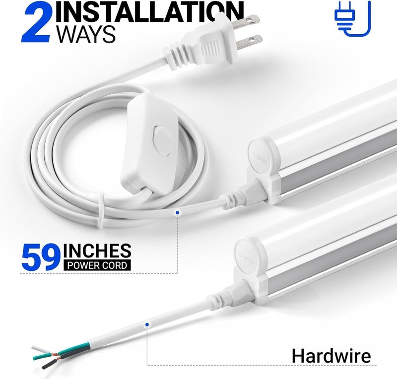 Linkable T5 LED Ceiling Light, 8 Pack, 4FT, 2200lm Bright White for Indoor Use gallery