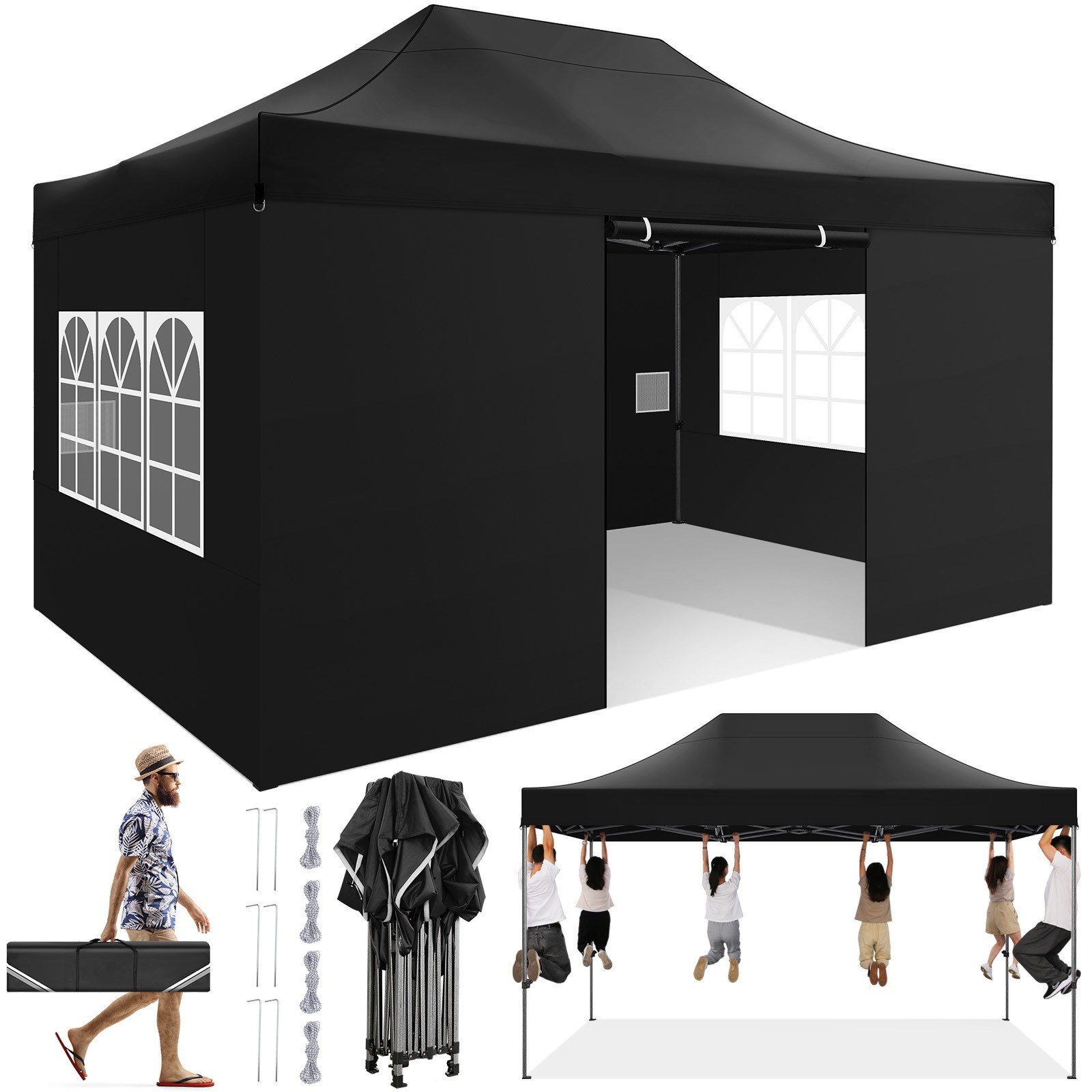 10x15 Heavy Duty Pop up Canopy Tent Commercial Instant Gazebo with 4 Sidewalls gallery