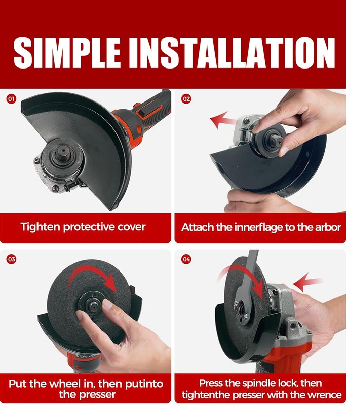 Cordless Angle Grinder for Milwaukee 18V Battery, 11000 RPM w/Speeds (Tool Only) gallery