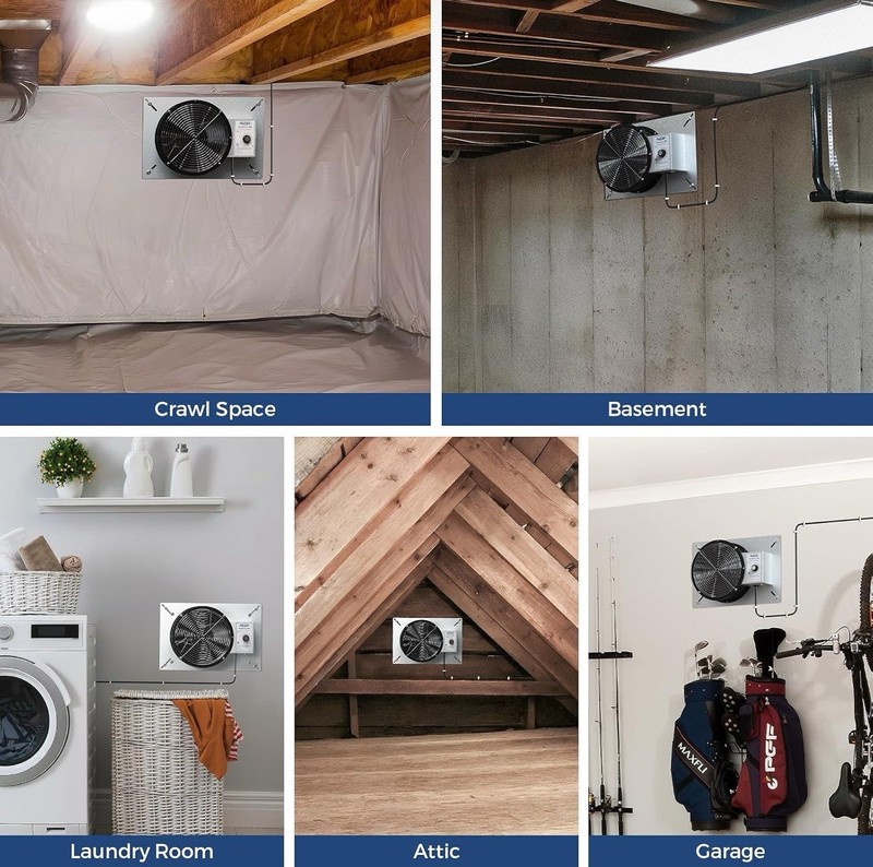 720 CFM High Flow Powered Crawl Space Ventilation Fan, IP55 Rated 10" Basements gallery