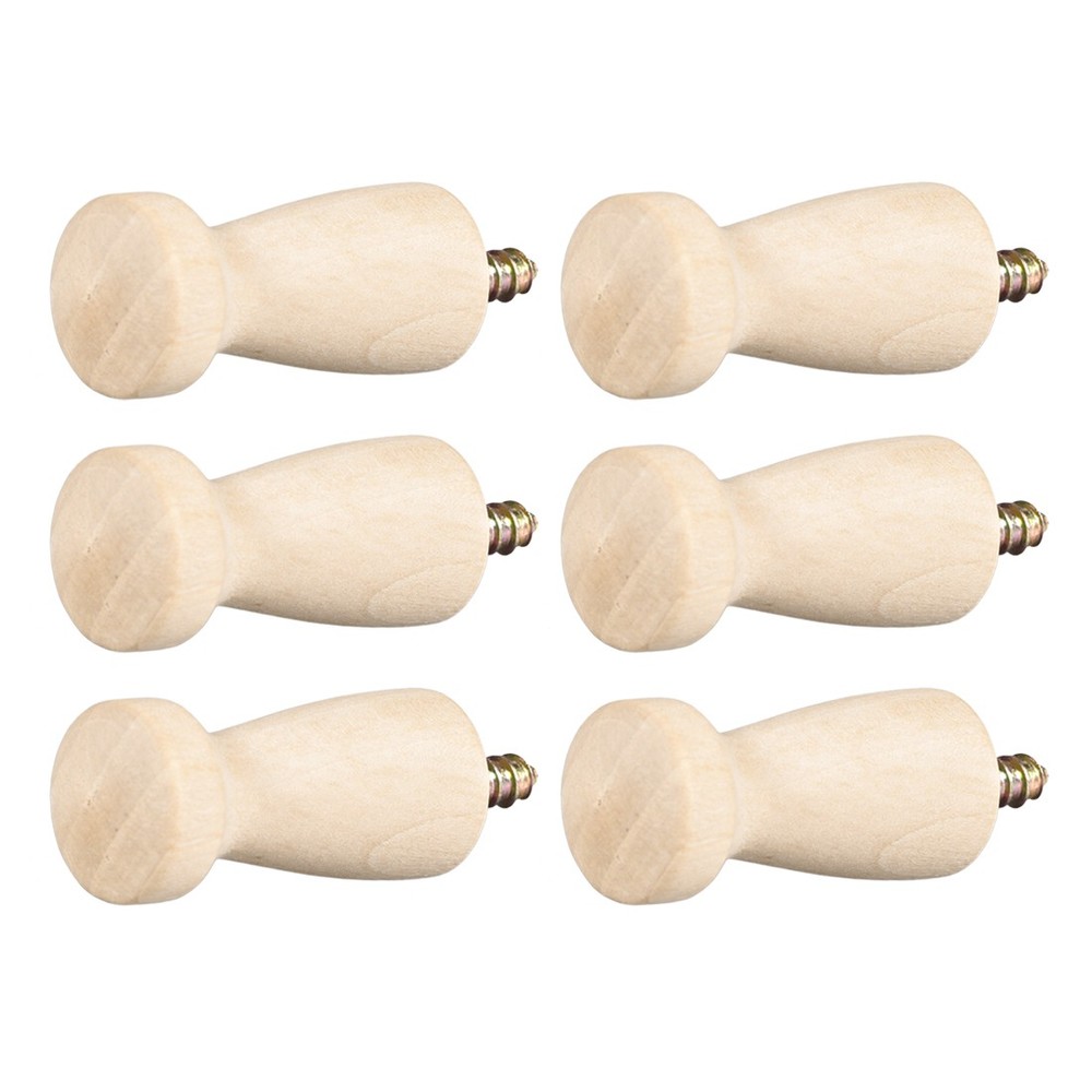 Wall Hooks Screw-On Solid Wood Hook Coat Hook 22mmx48mm No Paint 6pcs