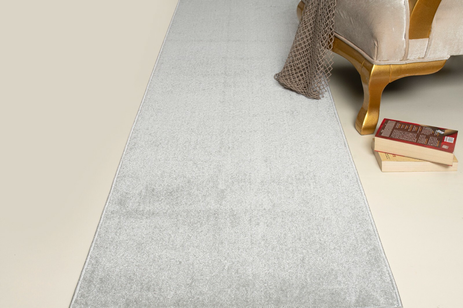 Slip Skid Resistant Hallway Runner Rug, Solid Light Grey, Sold-Priced Per Foot gallery
