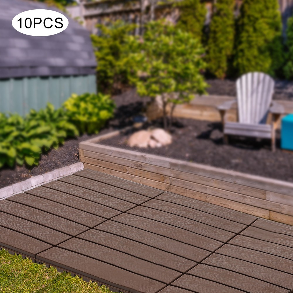 12"x12" Plastic Interlocking Composite Decking Floor Deck Tiles Bacony Pavers