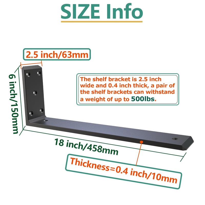 3 Pack 14inch Countertop Support Brackets,Black Shelf Brackets,Heavy Duty Ind... gallery